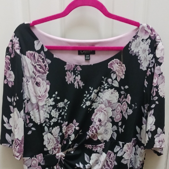 Connected Apparel Black and Pink Floral Dress - Picture 3 of 10